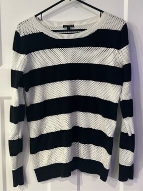 Express black and white stripe sweater women’s size large
